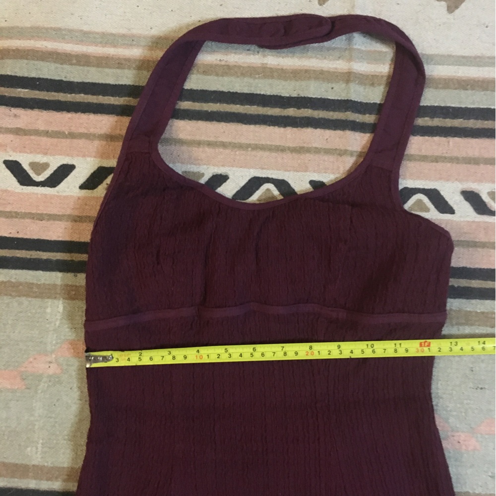 Free est Small halter backless maxi dress burgundy stretchy crepe EUC